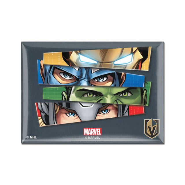 Imán de metal de Los Vengadores de Marvel/Los Caballeros Dorados de Las Vegas, 2,5" x 3,5"