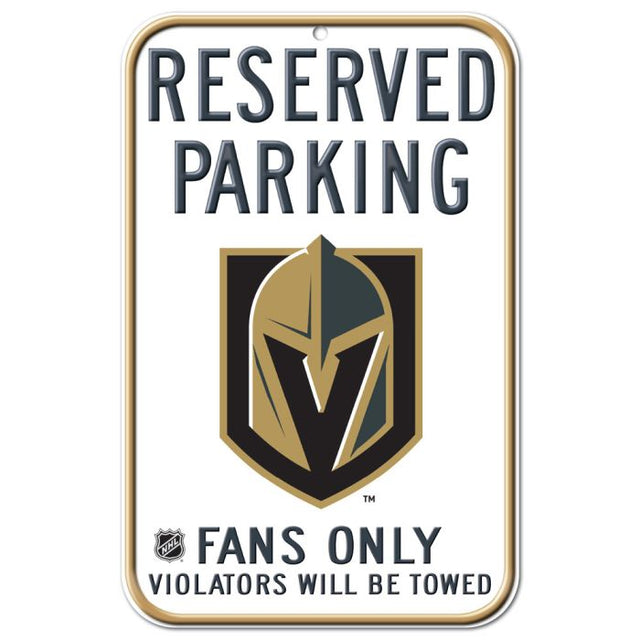 Letrero de plástico de estacionamiento reservado de Vegas Golden Knights de 11" x 17"