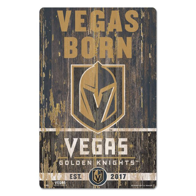 Letrero de madera con el lema de Vegas Golden Knights, 11" x 17", 1/4" de grosor