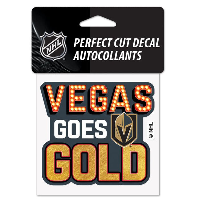 Calcomanía de color de corte perfecto con el eslogan de Vegas Golden Knights de 4" x 4"