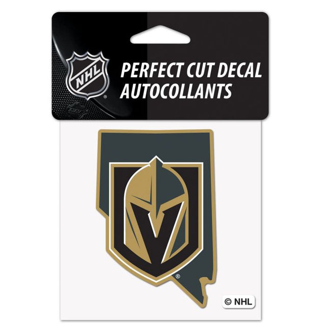 Calcomanía de color con corte perfecto de forma estatal de Vegas Golden Knights de 4" x 4"