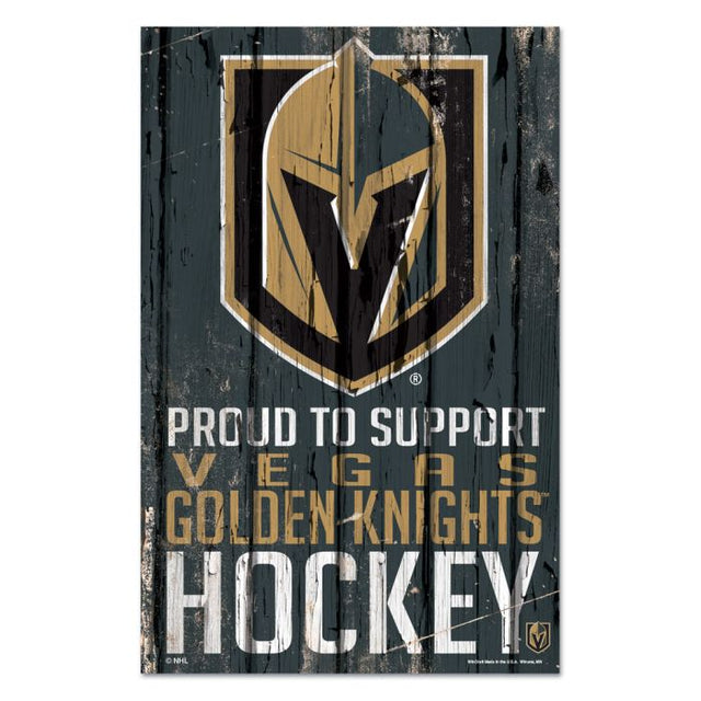 Letrero de madera de Vegas Golden Knights de 11" x 17" y 1/4" de grosor