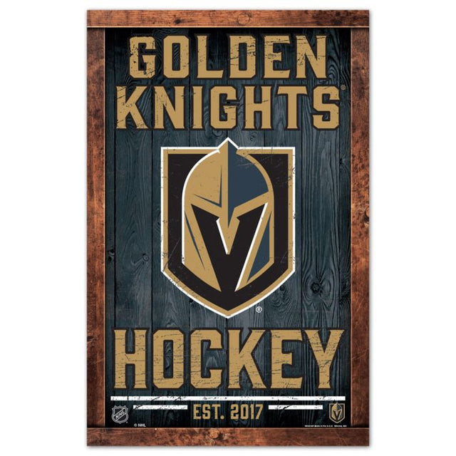 Letrero de madera de Vegas Golden Knights de 11" x 17" y 1/4" de grosor