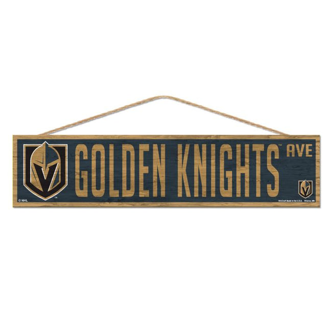 Letrero de madera de Vegas Golden Knights con cuerda de 4" x 17"