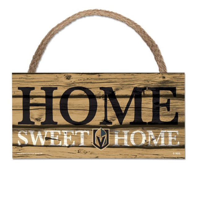 Vegas Golden Knights home sweet home Wood Sign w/Rope 5" x 10"