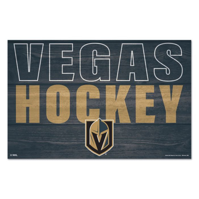 Letrero de madera con la ubicación de Vegas Golden Knights, 11" x 17", 1/4" de grosor