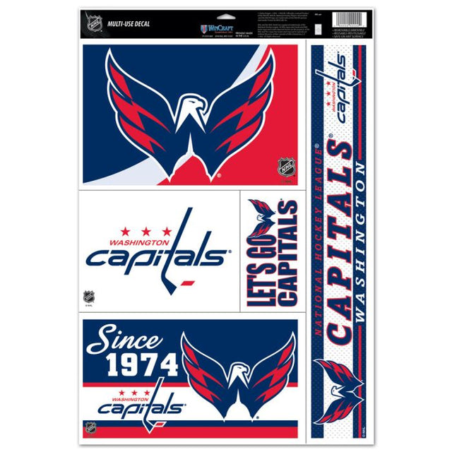 Calcomanías multiusos con 5 calcomanías de Washington Capitals de 11" x 17"