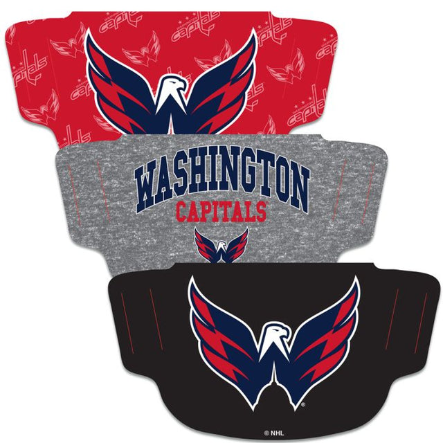 Paquete de 3 mascarillas para fanáticos de Washington Capitals