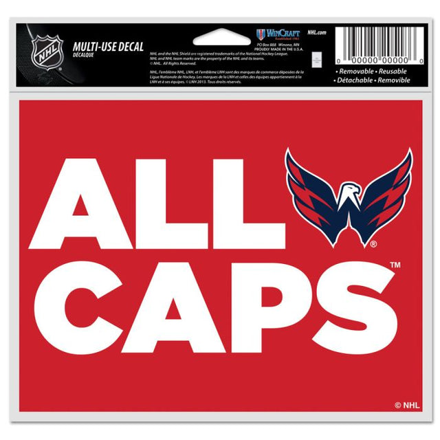 Calcomanía multiusos de Washington Capitals, fondo transparente, 5" x 6"