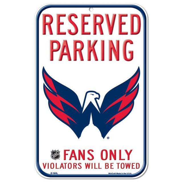 Letrero de plástico de estacionamiento reservado de Washington Capitals de 11" x 17"