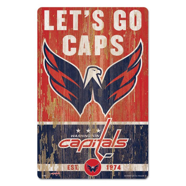 Washington Capitals SLOGAN Wood Sign 11" x 17" 1/4" thick