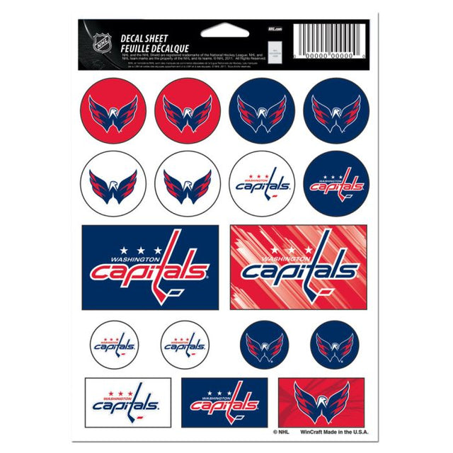 Washington Capitals Vinyl Sticker Sheet 5" x 7"