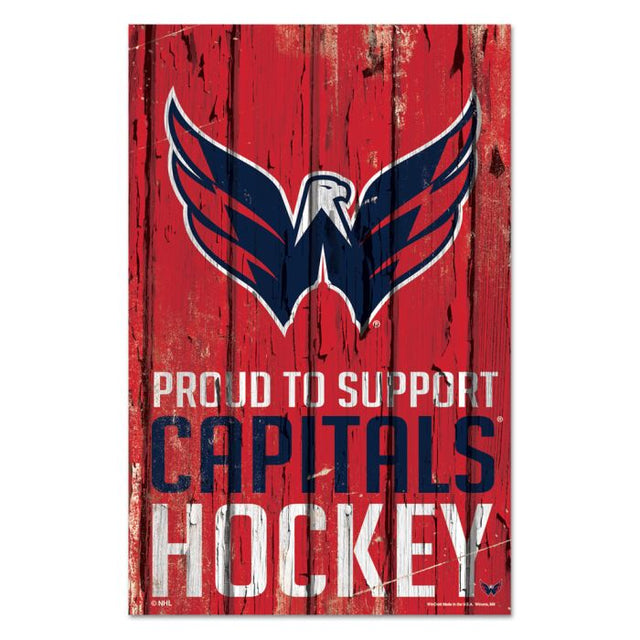 Letrero de madera de Washington Capitals de 11" x 17" y 1/4" de grosor