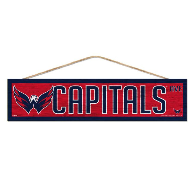 Letrero de madera de Washington Capitals con cuerda de 4" x 17"