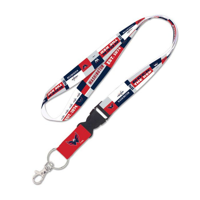 Washington Capitals color block Lanyard w/detachable buckle 1"