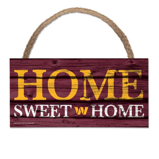 Washington Commanders Home Sweet Home Wood Sign w/Rope 5" x 10"