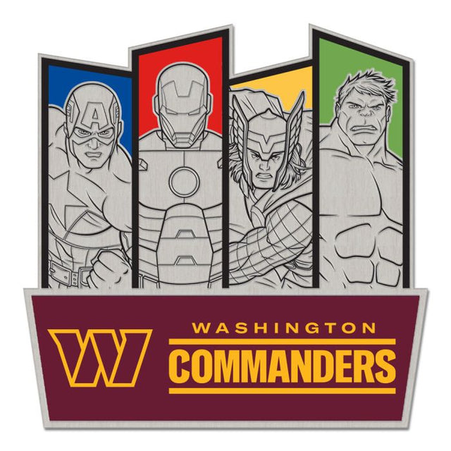 Tarjeta de joyería con pin de colección de Marvel de Washington Commanders/Marvel (C) 2022