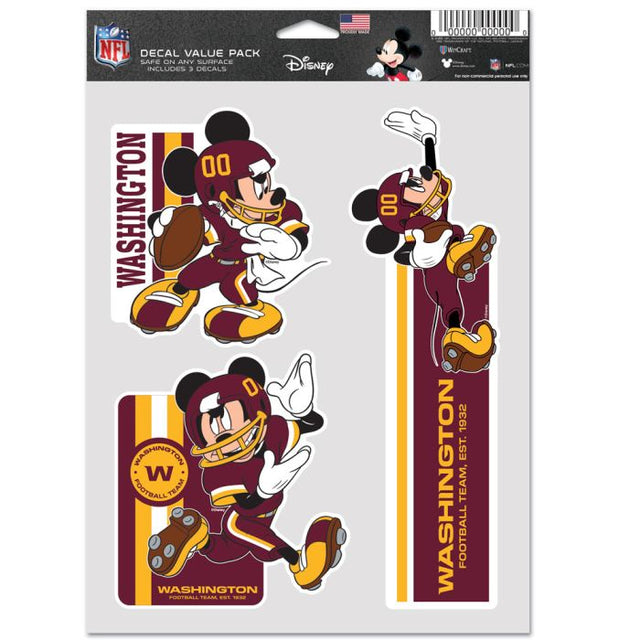 Paquete de 3 abanicos multiusos de Mickey Mouse de Washington Commanders