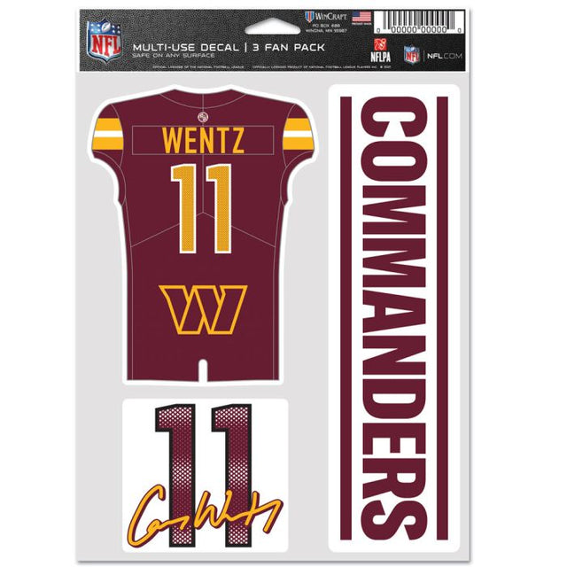 Paquete de 3 ventiladores multiusos de Washington Commanders de Carson Wentz