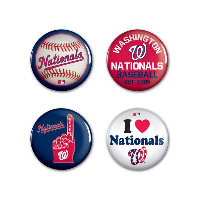 Paquete de 4 botones de Washington Nationals de 1 1/4" de diámetro