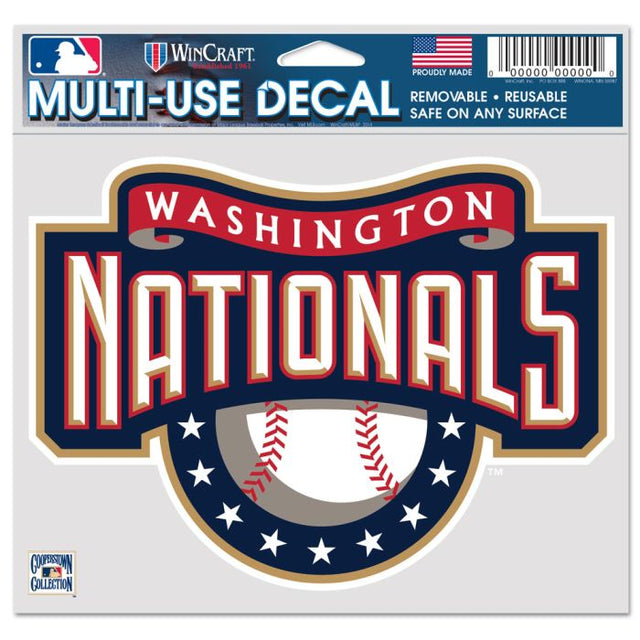 Washington Nationals / Cooperstown Multi-Use Decal -Clear Bckrgd 5" x 6"