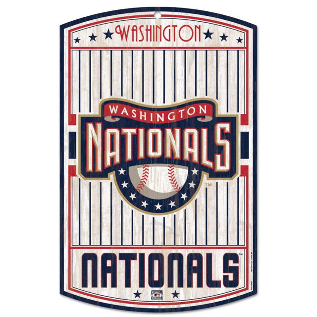 Letrero de madera de los Washington Nationals en Cooperstown, 11" x 17", 1/4" de grosor