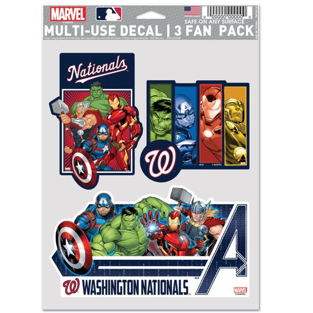 Paquete multiusos para 3 fanáticos de Washington Nationals/Marvel (c) 2021