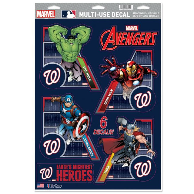 Calcomanía multiusos de Washington Nationals/Marvel (c) 2021 de MARVEL, 11" x 17"