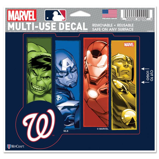 Calcomanía multiusos de Washington Nationals/Marvel (c) 2021 MARVEL: cortada según el logotipo, 5" x 6"