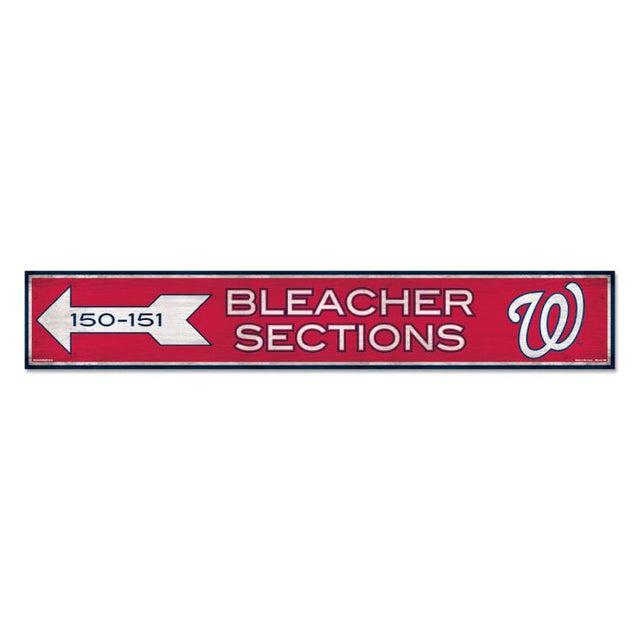 Letrero de madera SECCIONES de Washington Nationals, 6" x 36", 3/8" de grosor