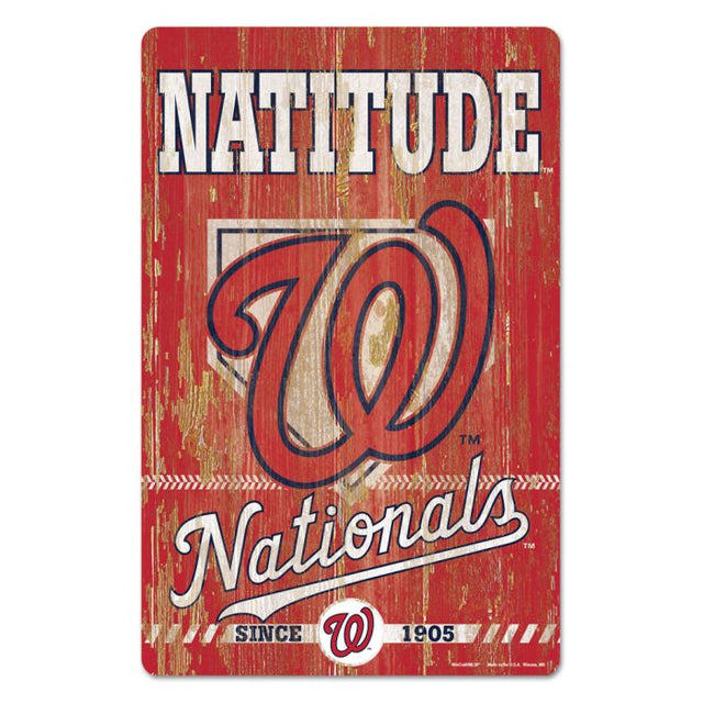 Letrero de madera con el lema de los Washington Nationals, 11" x 17", 1/4" de grosor