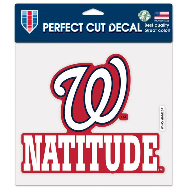 Calcomanía de color de corte perfecto con el eslogan de Washington Nationals de 8" x 8"