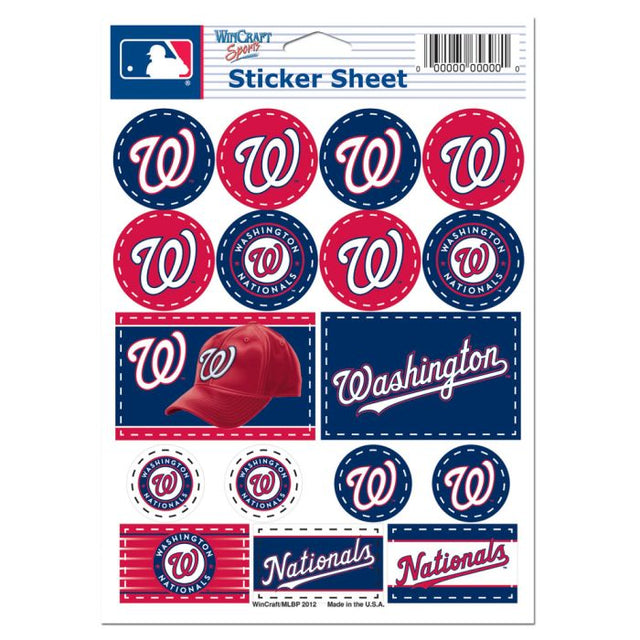 Hoja de calcomanías de vinilo de Washington Nationals de 5" x 7"