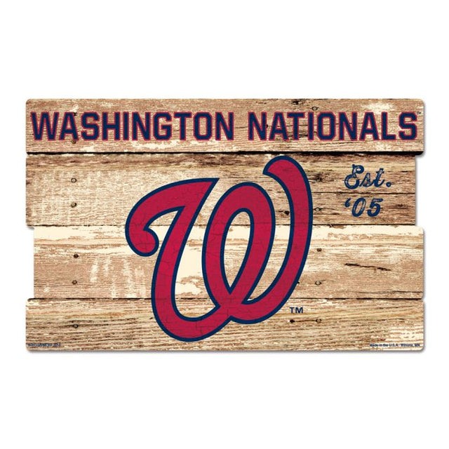 Letrero de madera de Washington Nationals de 19" x 30" y 3/8" de grosor