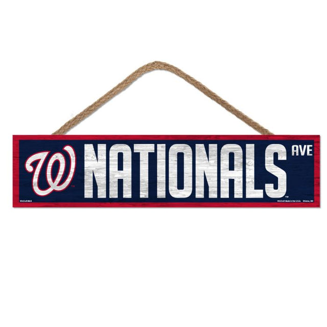 Letrero de madera de Washington Nationals con cuerda de 4" x 17"