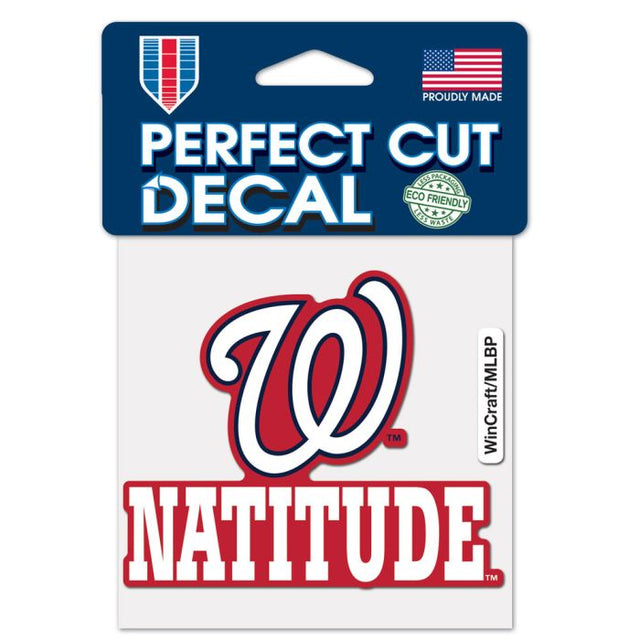 Calcomanía de color de corte perfecto con el lema de los Washington Nationals de 4" x 4"