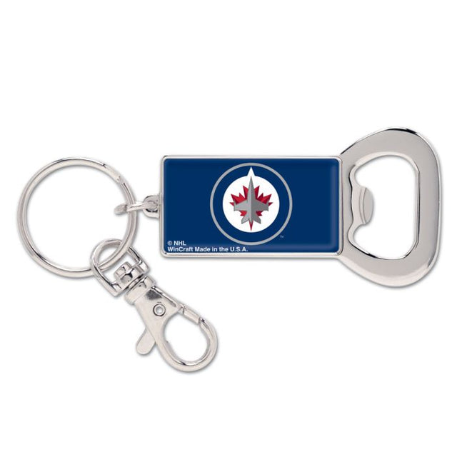 Llavero con abrebotellas rectangular de los Winnipeg Jets