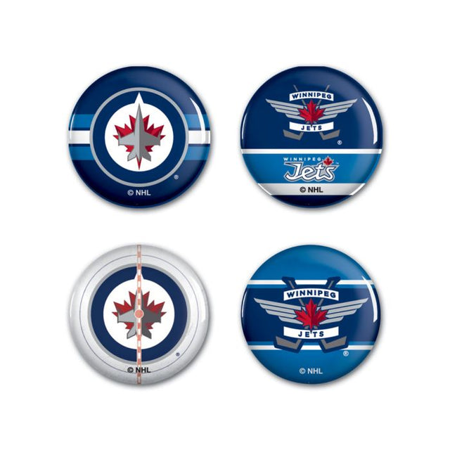 Paquete de 4 botones de los Winnipeg Jets de 1 1/4" de diámetro