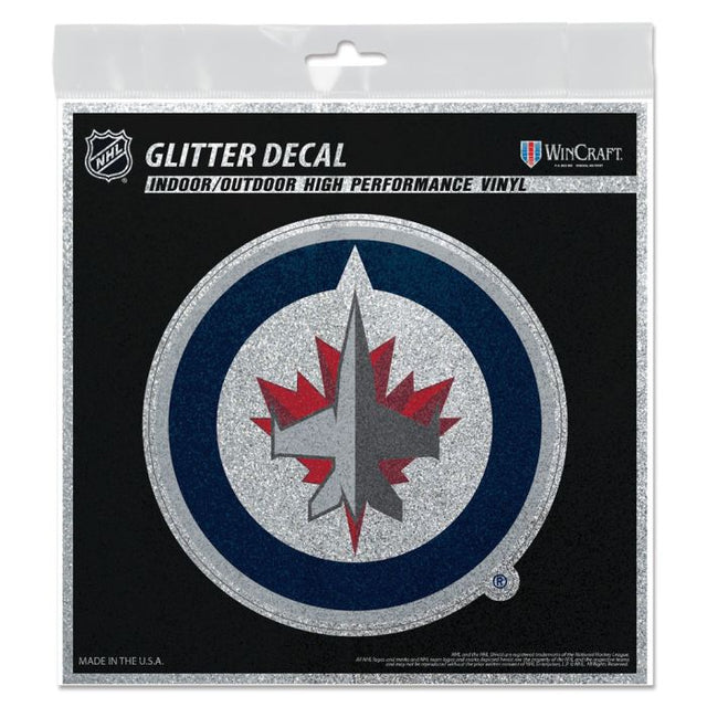 Calcomanía con brillantina de los Winnipeg Jets de 6" x 6"