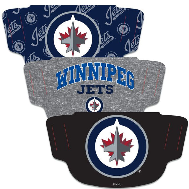 Paquete de 3 mascarillas faciales para fanáticos de los Winnipeg Jets