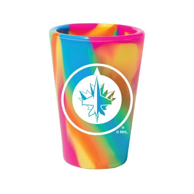 Vaso de chupito de silicona de 1,5 oz con diseño de hippie hop de Winnipeg Jets