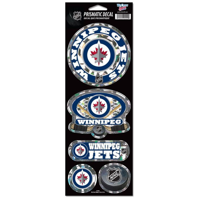 Calcomanía prismática de los Winnipeg Jets de 4" x 11"