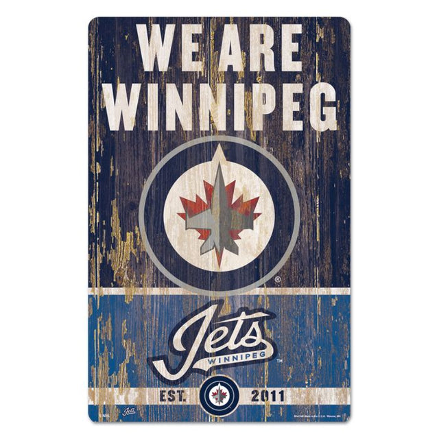 Letrero de madera con el lema de los Winnipeg Jets, 11" x 17", 1/4" de grosor