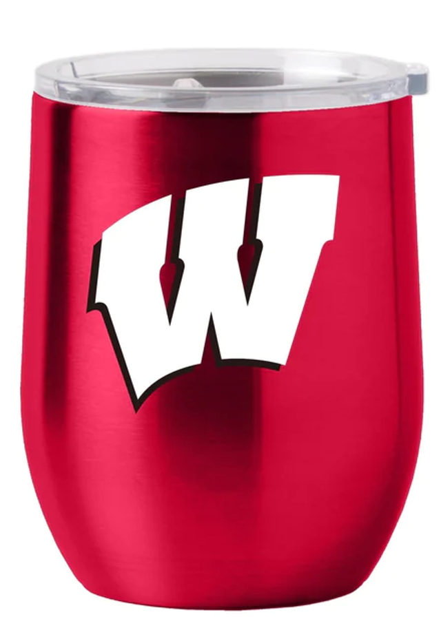 Vaso de viaje de acero inoxidable curvo de Wisconsin Badgers de 16 oz