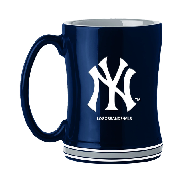 Taza de café de los Yankees de Nueva York de 14 oz con el color del equipo de relevo esculpido