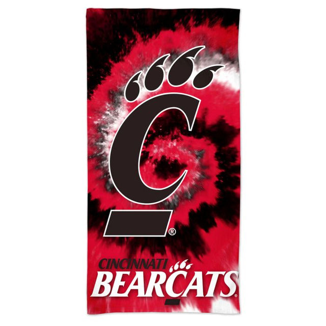 Toalla de playa Spectra con teñido anudado de Cincinnati Bearcats de 30" x 60"