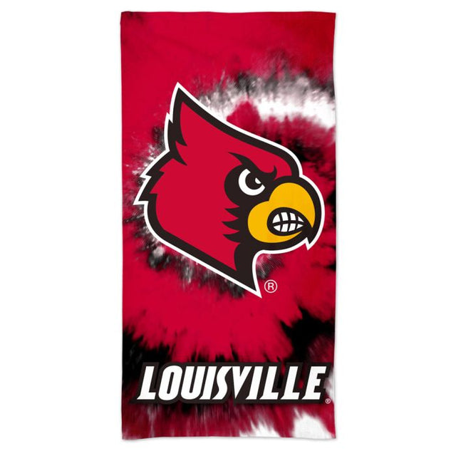 Toalla de playa Spectra con teñido anudado de los Louisville Cardinals de 30" x 60"