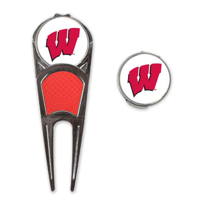 Combo de herramienta/marcador de golf/clip en forma de H de Wisconsin Badgers*