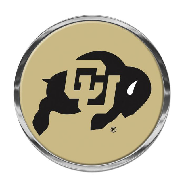 Emblema de metal cromado abovedado de los Colorado Buffaloes