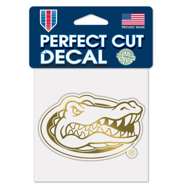 Calcomanía dorada metalizada de Florida Gators de 4" x 4"